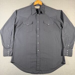 Vintage Ruddock Shirts Men's Classic Fit Western Style Blue ‎ Large 17 1/2 35